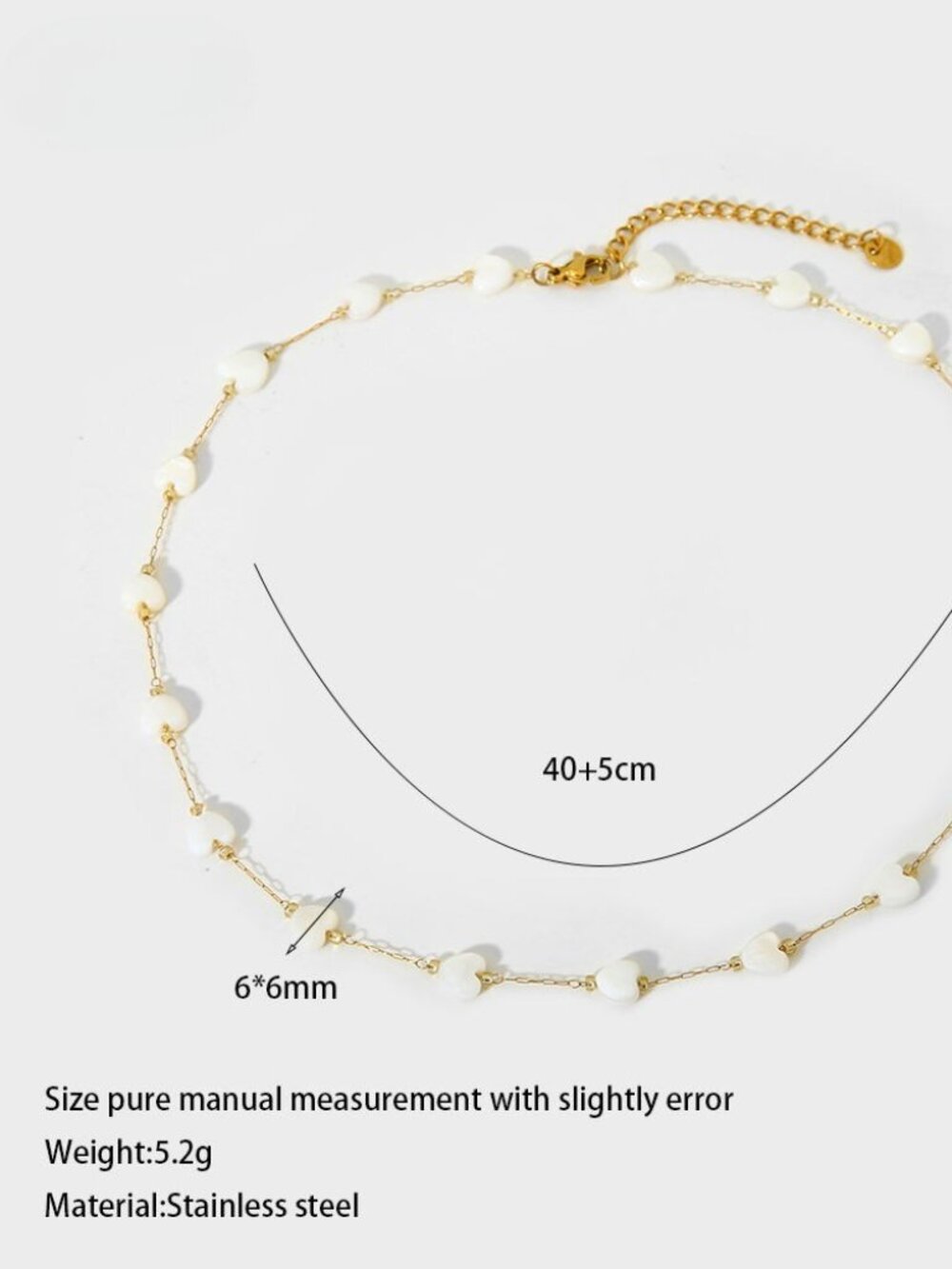 White Heart Choker Necklace Cute Dainty Gold Chain Romantic Y2K Coquette Gift - Picture 5 of 5